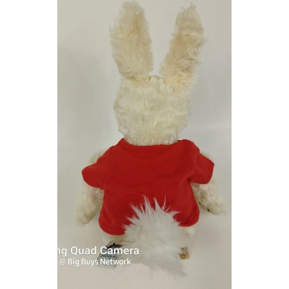 JellyCat 16" Slackajack Cream Fur Bunny Rabbit Plush & Red "Up Late @ STATE" Tee - Picture 7 of 12